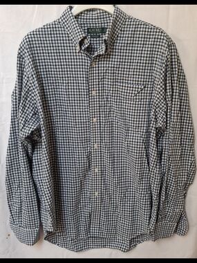 Lauren Ralph Lauren Mens Classic Fit Non Iron Gingham Shirt Blue Green 17 36/37